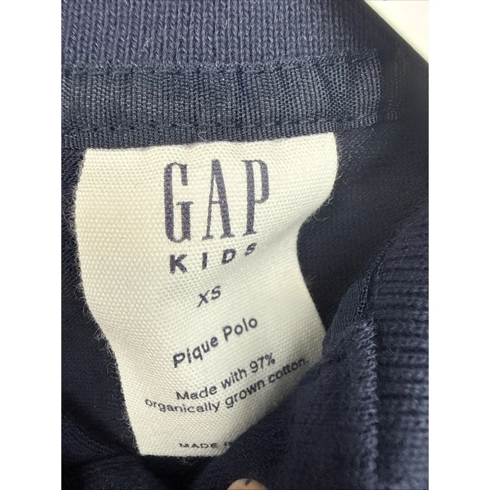 Gap Kids Girls XS (4/5) Navy Blue Pique Cotton Long Sleeve Polo Shirt New